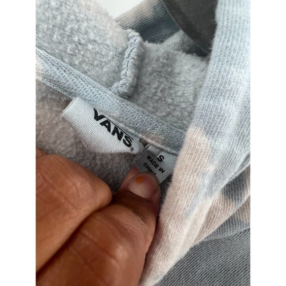 Womens S Small Vans Oxide Crop Pullover Hoodie Sweatshirt Drawstring Ballad Blue - Picture 6 of 6